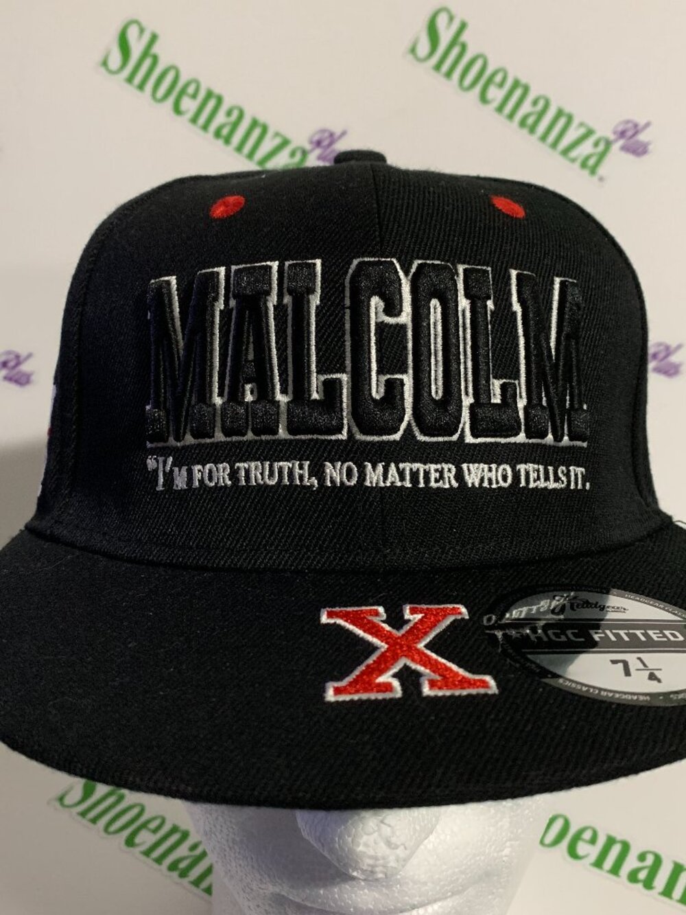 Headgear Classics Hat HGC Fitted Malcom X For The Truth Black Red Cap 7 1/4